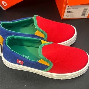 Oomphies Kids Sneakers in Red, Blue, and Green with Yellow Accents